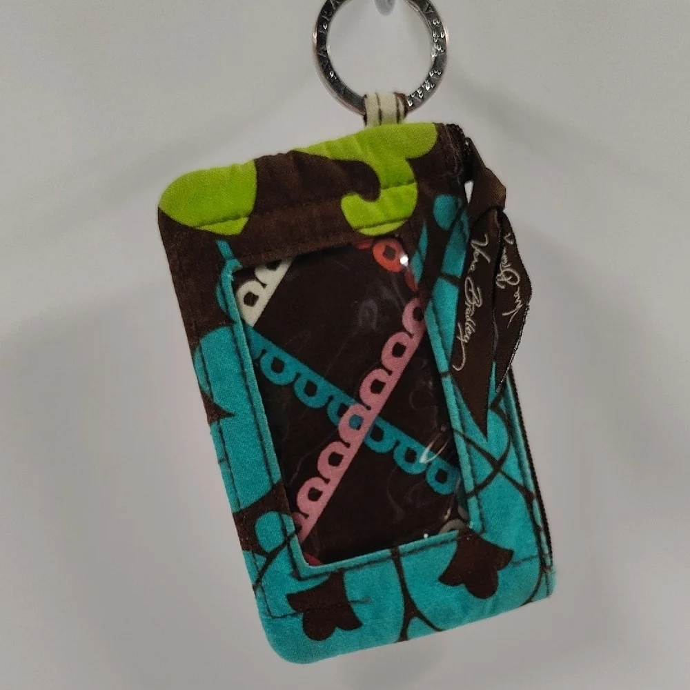 Vera Bradley quilted fabric coin purse Mod Floral Lanyard Key Holder ID Holder